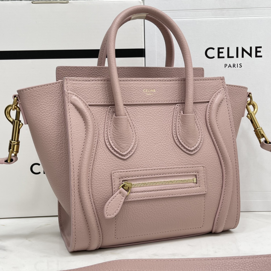 CELINE classic smiley bag  overseas original single parallel small 20CM LUGGAGE color calfskin