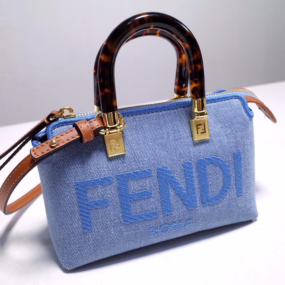 Iconic By The Way Boston mini handbag made of Baby blue Denim decorated with the sameThe