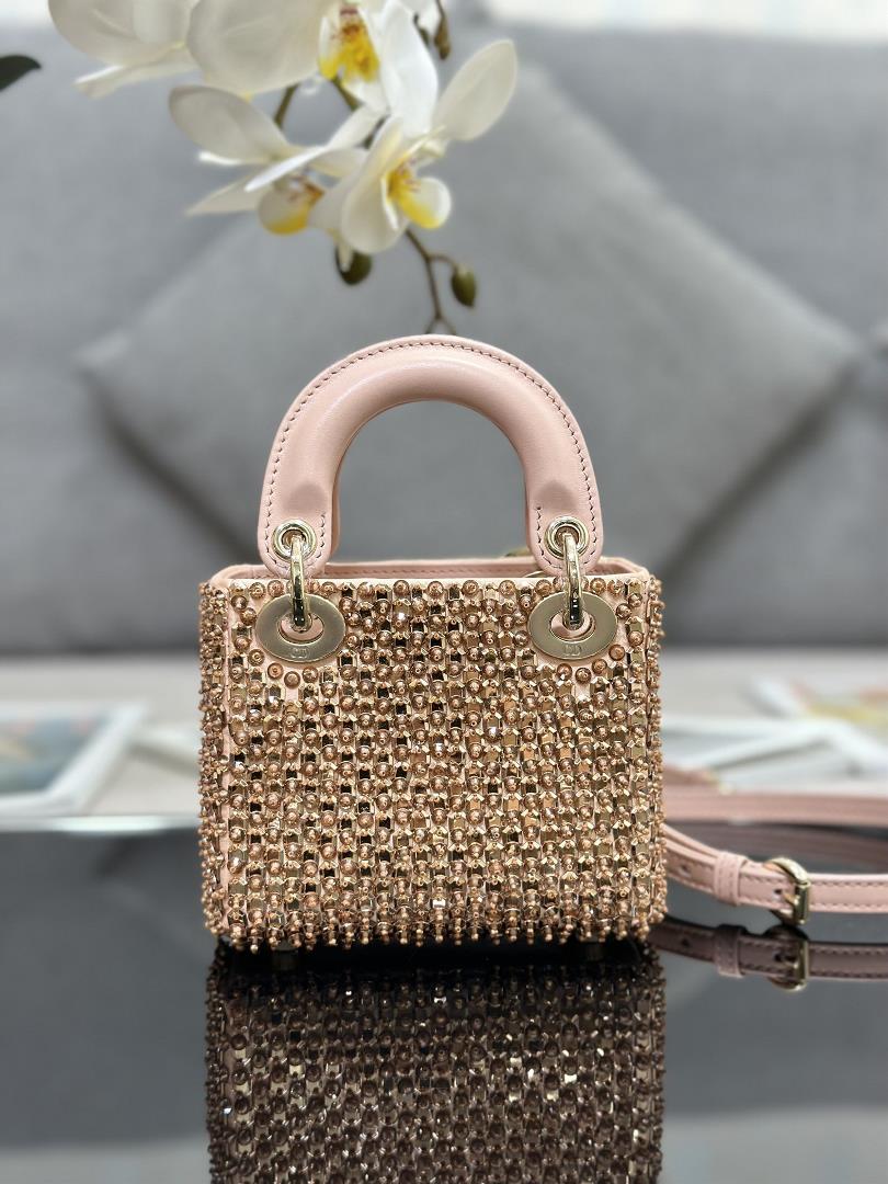 The minimalist aesthetic of the Lady Dior collection featuring embroidered honey beads an