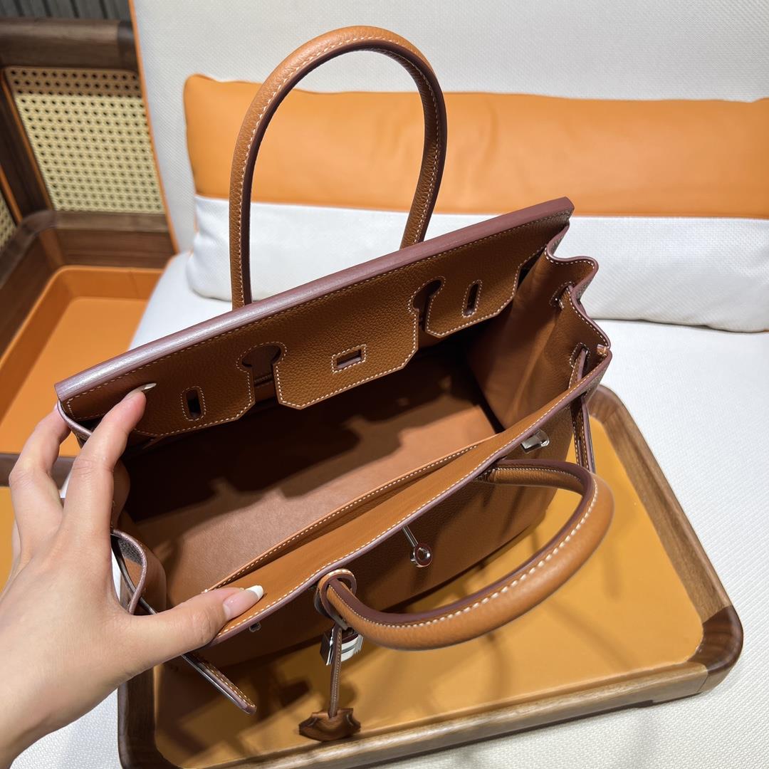 Birkin 30 Platinum Togo ck37 Gold Brown Gold Inner Seam Silver Buckle Purchase Level Top OEM R