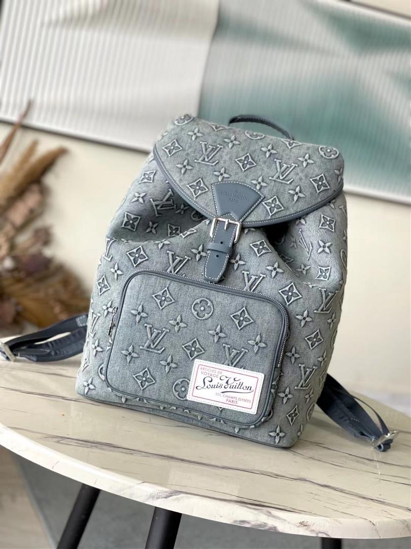 Top Original M22534 Denim Latest Montsouris Faded Denim Backpack Faded Denim Monogram Pattern Embos