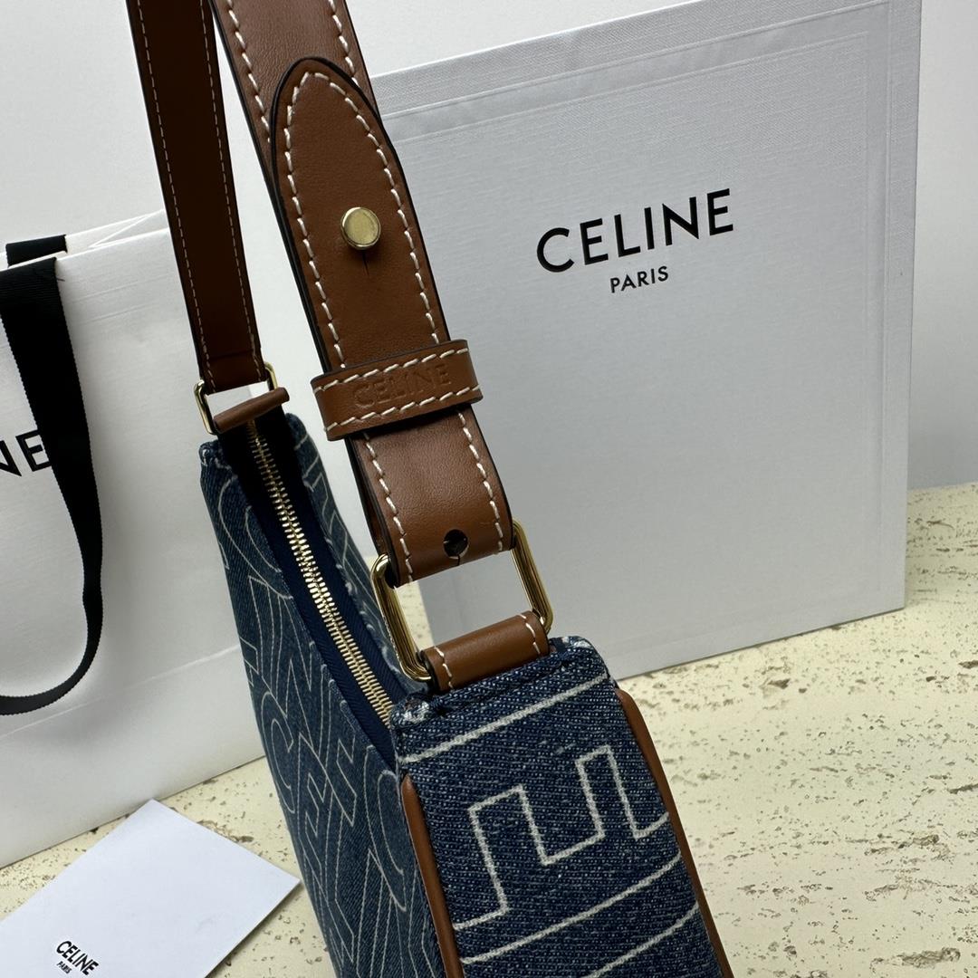 celines new AVA letter logo full body printed fabric decorative handbag shoulder and carry zip