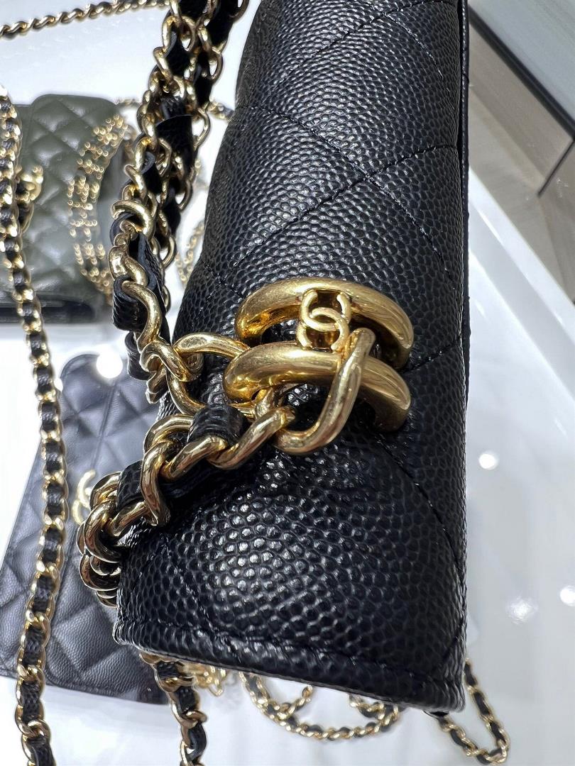 chanel 22K New Double Chain WOC Caviar Used Hardware Livable and crossbody AP3019Y size 19