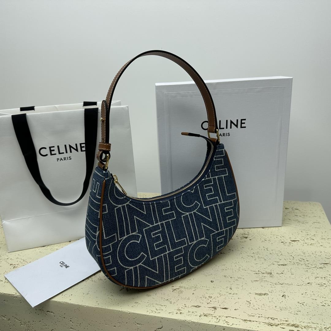 celines new AVA letter logo full body printed fabric decorative handbag shoulder and carry zip