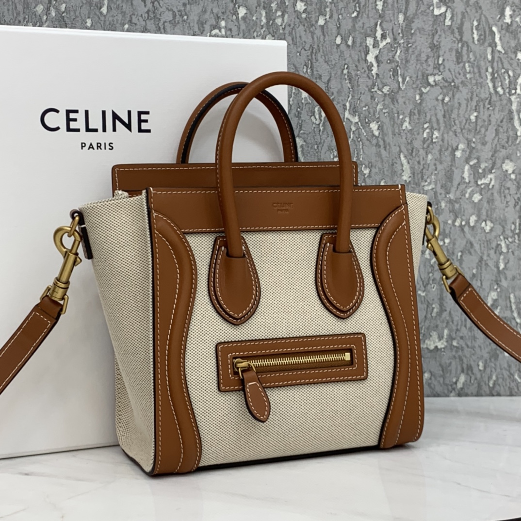 New version of CELINE smiley bag  original overseas single parallel cargo 20CM LUGGAGE calfski