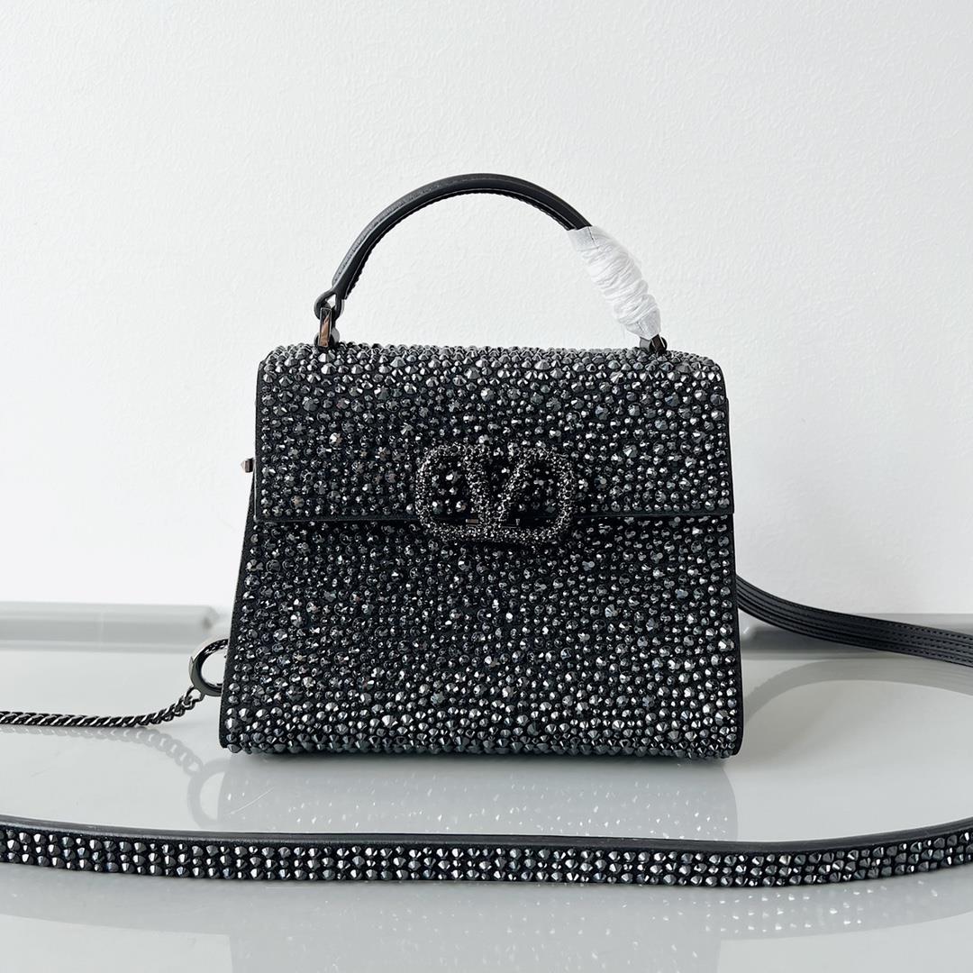 Mini Valentino Garavani VSLING mini handbag fully covered with faux crystal with VLogo S