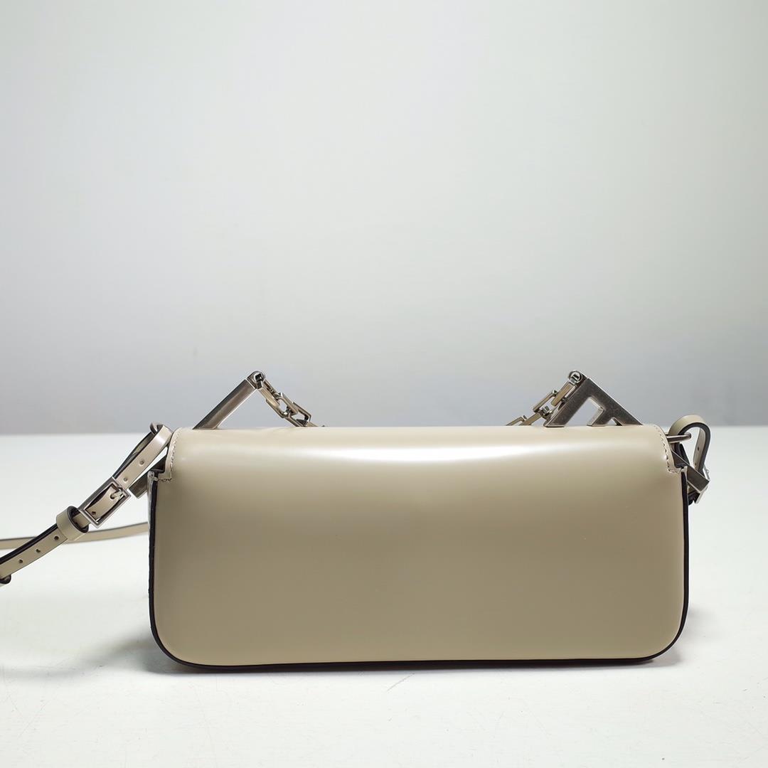 The FENDI handheld bag is made of beige brushed leather material decorated with large F metal 