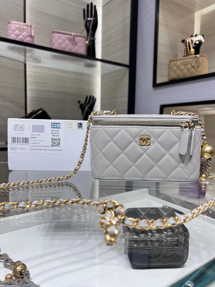 Chanel 22B New Product Golden Ball Long Box Adjustable Chain Rectangular Chain Box SheepskinPinelli comes with a small mirror AP2303Y size 17X95X8