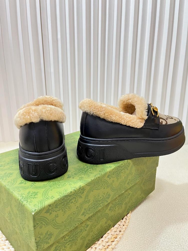 Factory top qualityGucci Winter New Nu Sheep Leather and Wool Integrated Snow Boots Wool