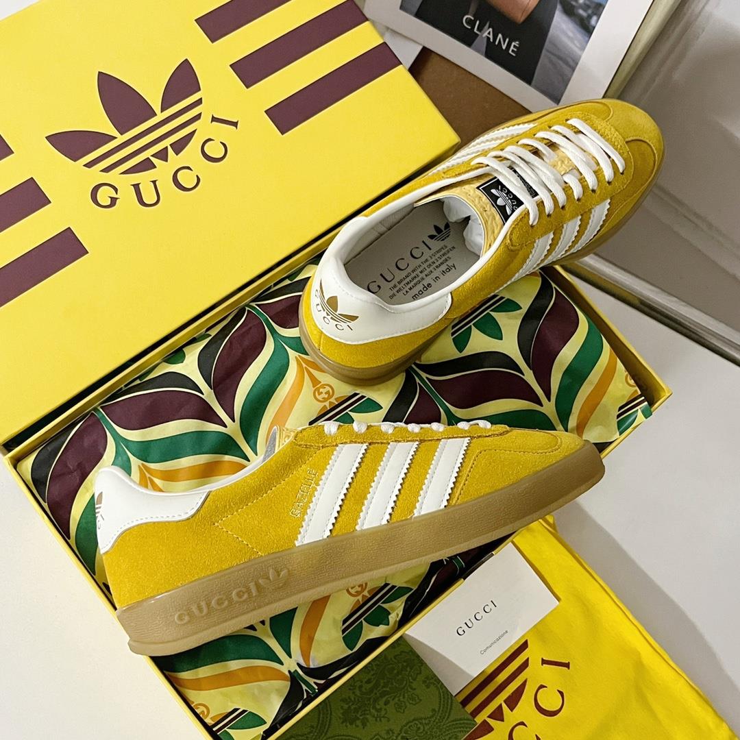 Top level version  new color schemeAdidas x Gucci Co branded Gazelle sneakers Couple casua