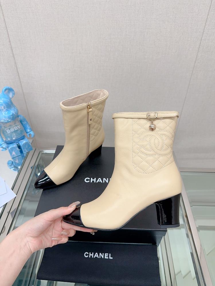 Short boots Long boots 23Ss Autumn and Winter Chane Xiaoxiang New Back Lingge Coarse Heels