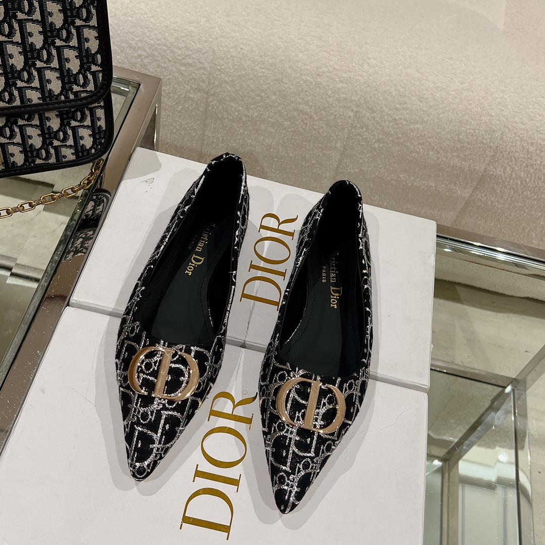 new arrival dior Early Spring New Pointed Flat ShoesThe small pointed end paired with a CD buckle is