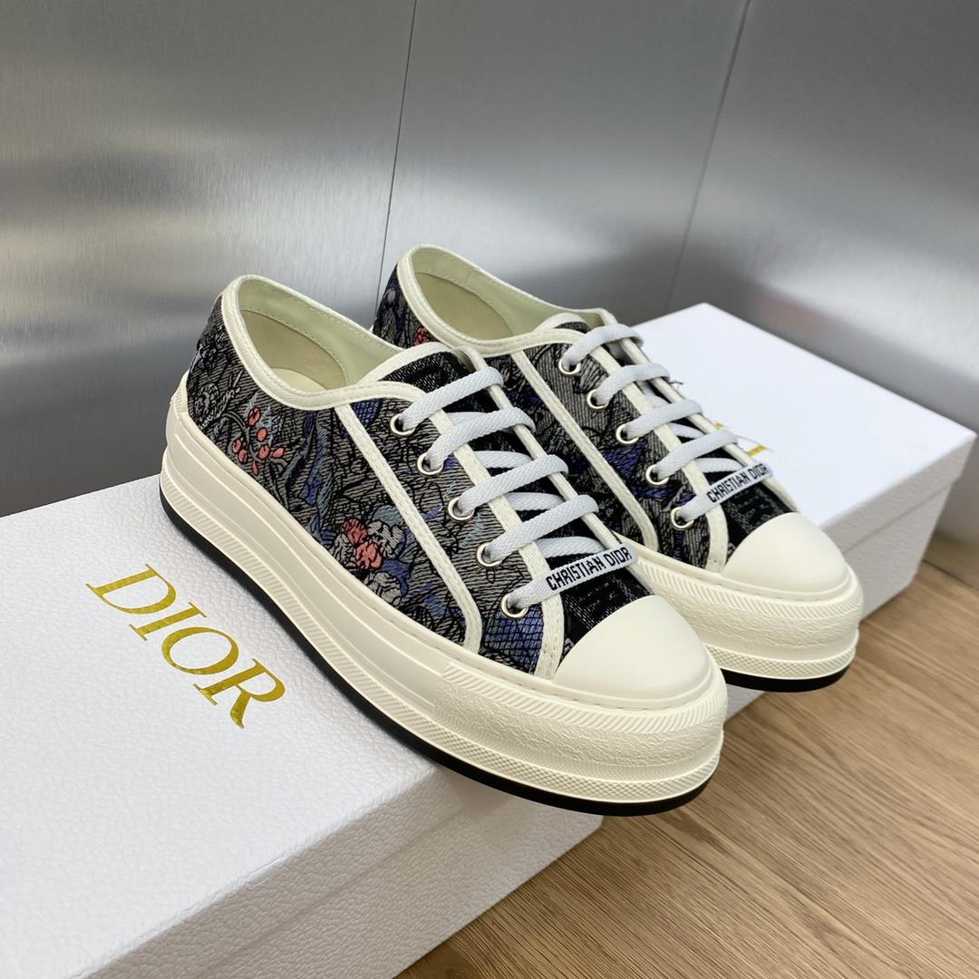 Dior Early Spring Latest Couples Thick Sole Strap Low Top Casual Shoes Walkn Dior Oblique Dark