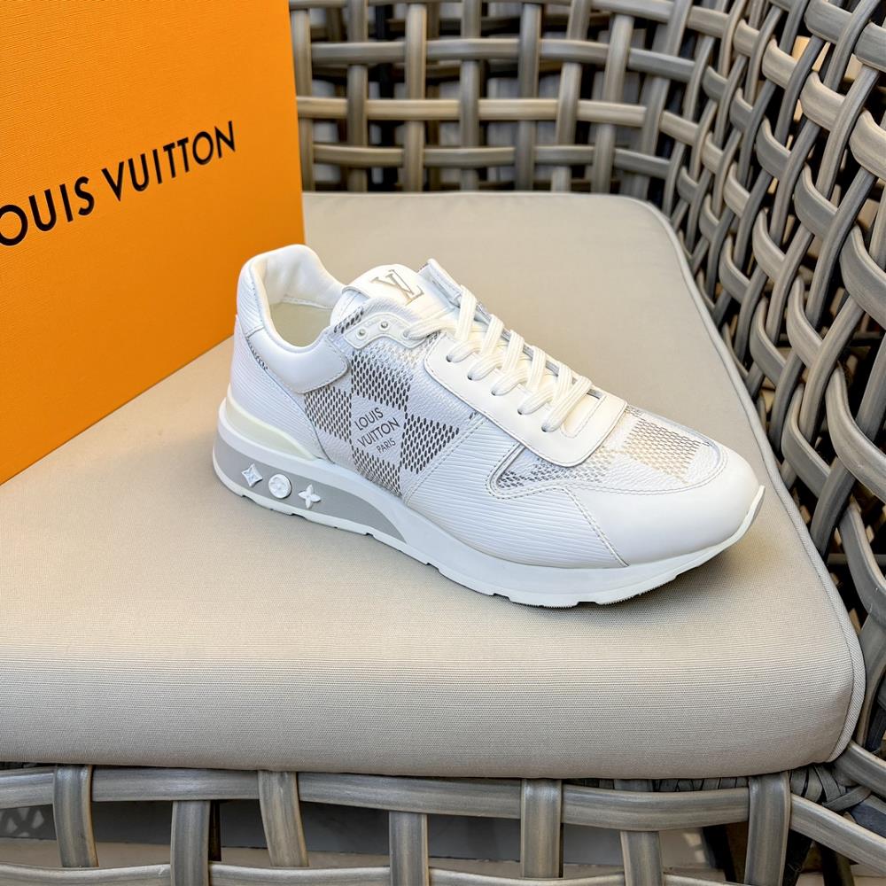 LOUIS VITTIO Mens RUN AWAY Casual Sports Shoe is made of technology fabric mesh calf leather and Epi cow leather which are made of multiple materi