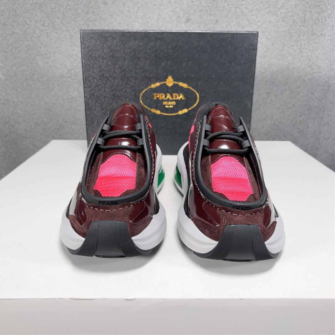 New color scheme Prad leather thick sole casual sports shoes shipped Imported Napa leather