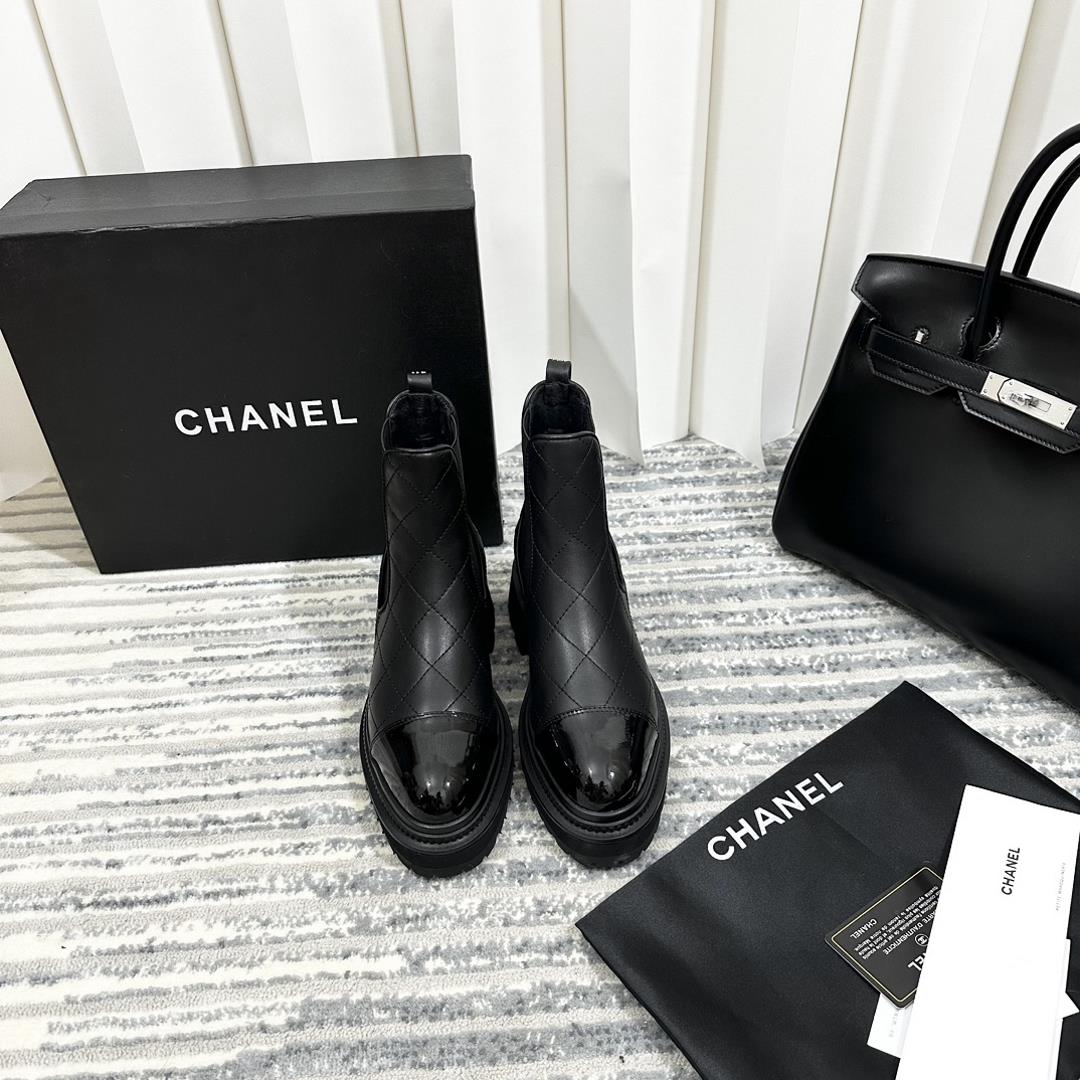 chanel fw23 new arrival 2023 AutumnWinter Lingge Chelsea Short Boot New ProductCalf leath