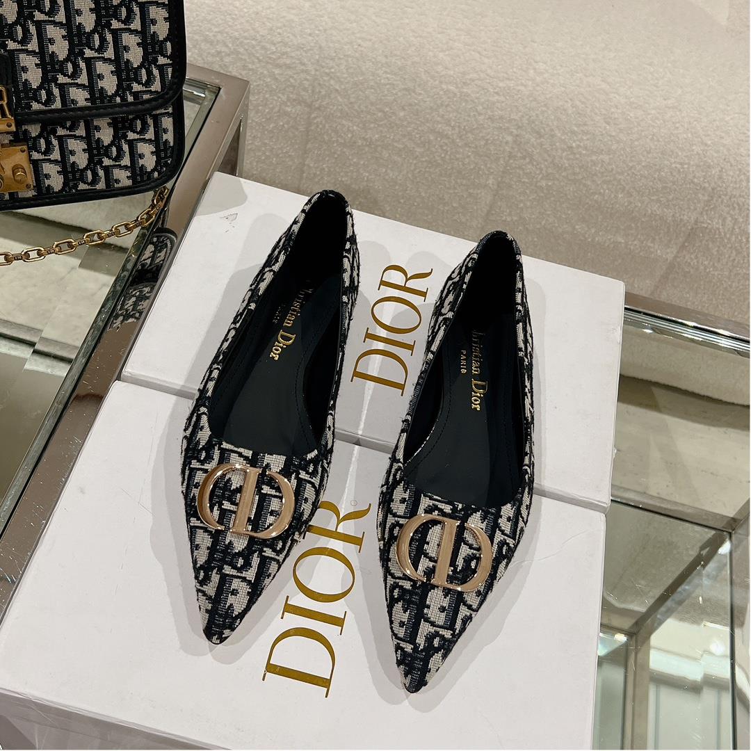 new array Dior Early Spring New Pointed Flat ShoesThe small pointed end paired with a CD buckle is v