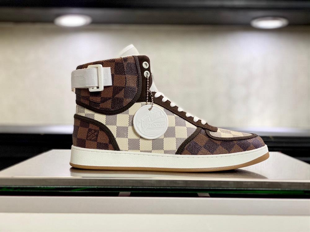 LV Rivoli High Top Sneakers with Top QualityThis sports shoe is made of Monogram rainbow c