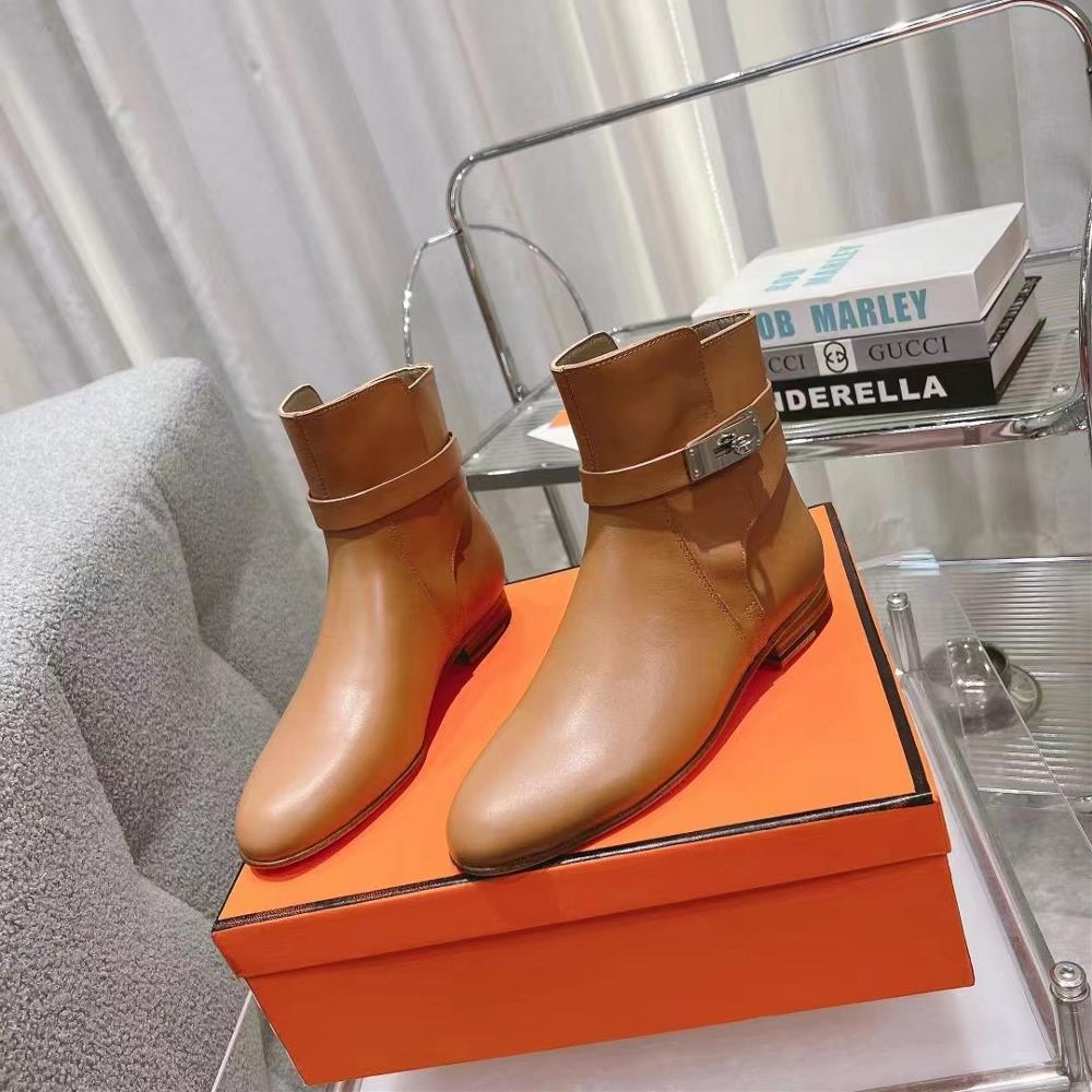 Hermes Hermes Autumn and Winter Classic Hot selling Kelly Short Boots imported from Italy customized 316 precision steel hardware imported calf le