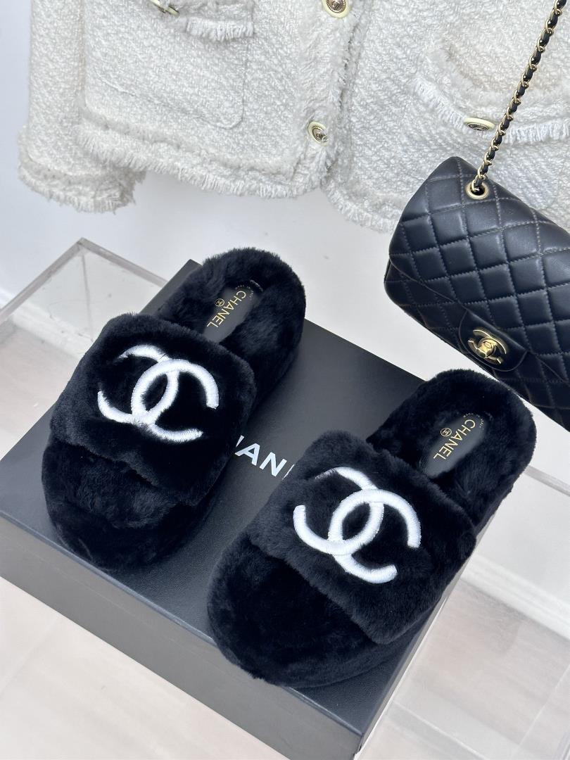 factory price 290 chane xiaoxiang classic four season double c humy slipper this hair is