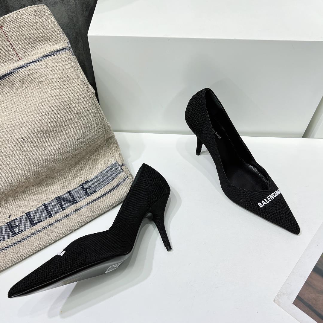 High quality factory shoes Balenciag Paris Home 3 Early Autumn New High Heel Elastic Woven