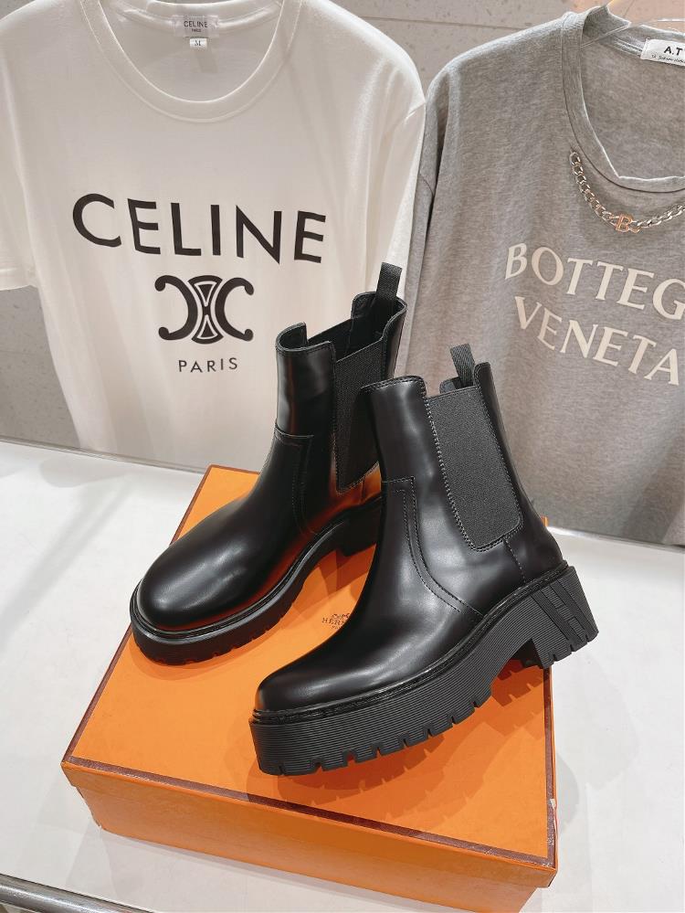 High version factory Hermes fw23 new H family 2023 new autumnwinter Chelsea short boots The shoe shape is very beautiful and when you see the ultima