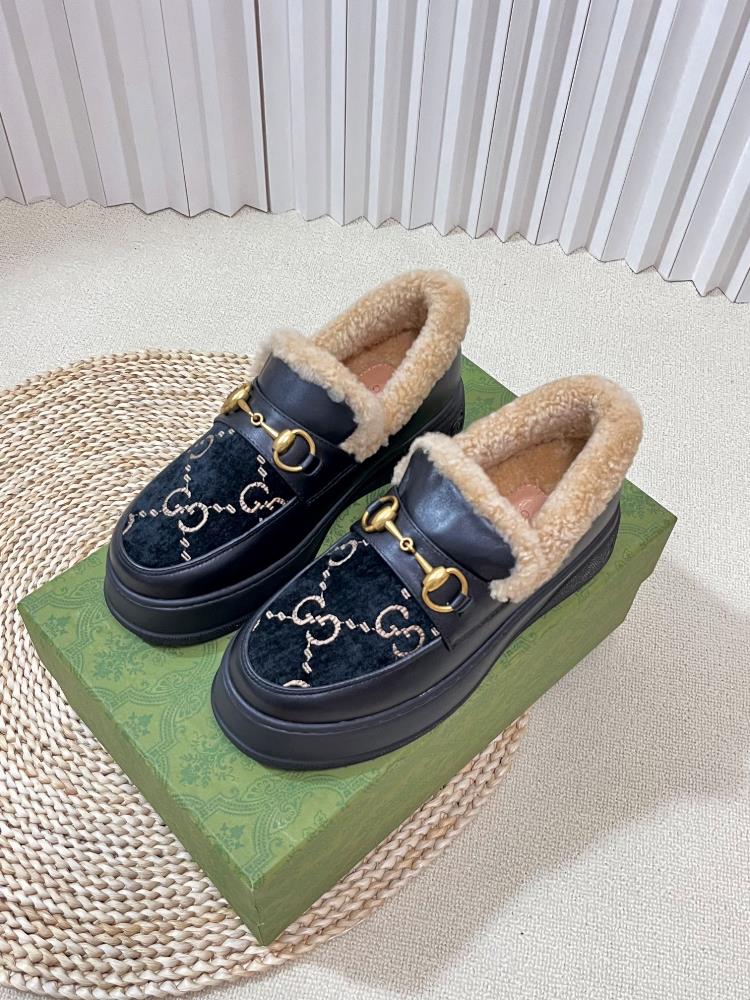 Factory top qualityGucci Winter New Nu Sheep Leather and Wool Integrated Snow Boots Wool