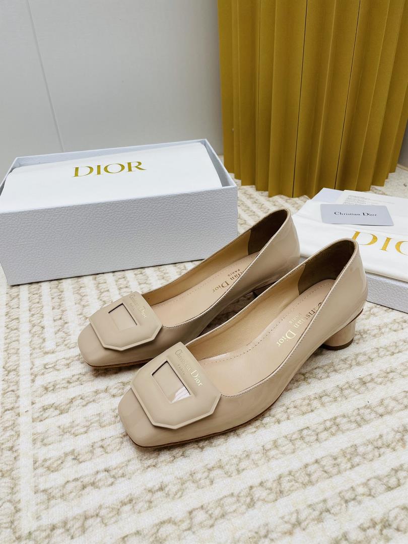 dIOR SpringSummer New Day Series Jelly Color Thick Heel Square Headed Womens Shoes CD Le