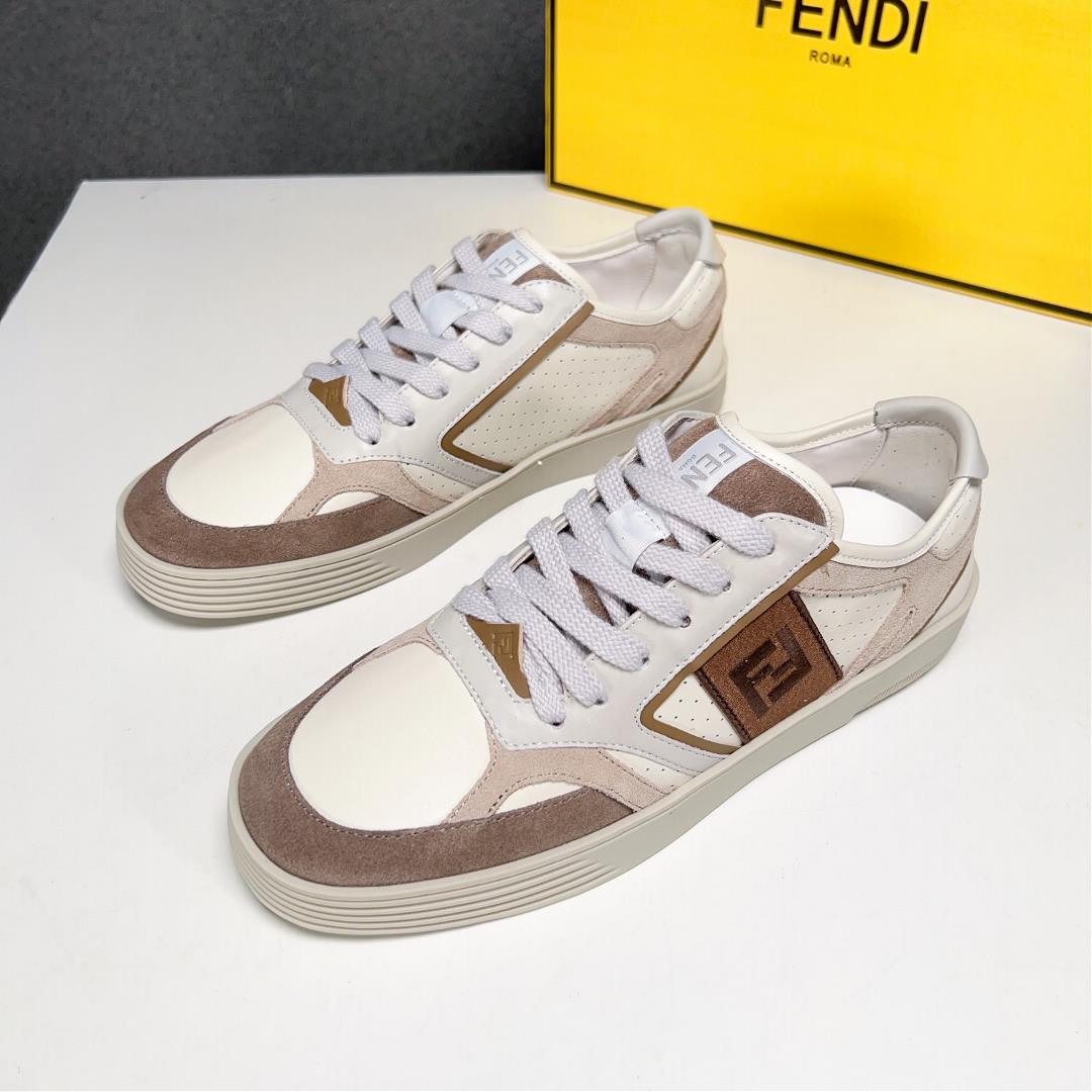 Fendi High quality original couple outfitNapa calf leather upper shoe body stitching brand totem V