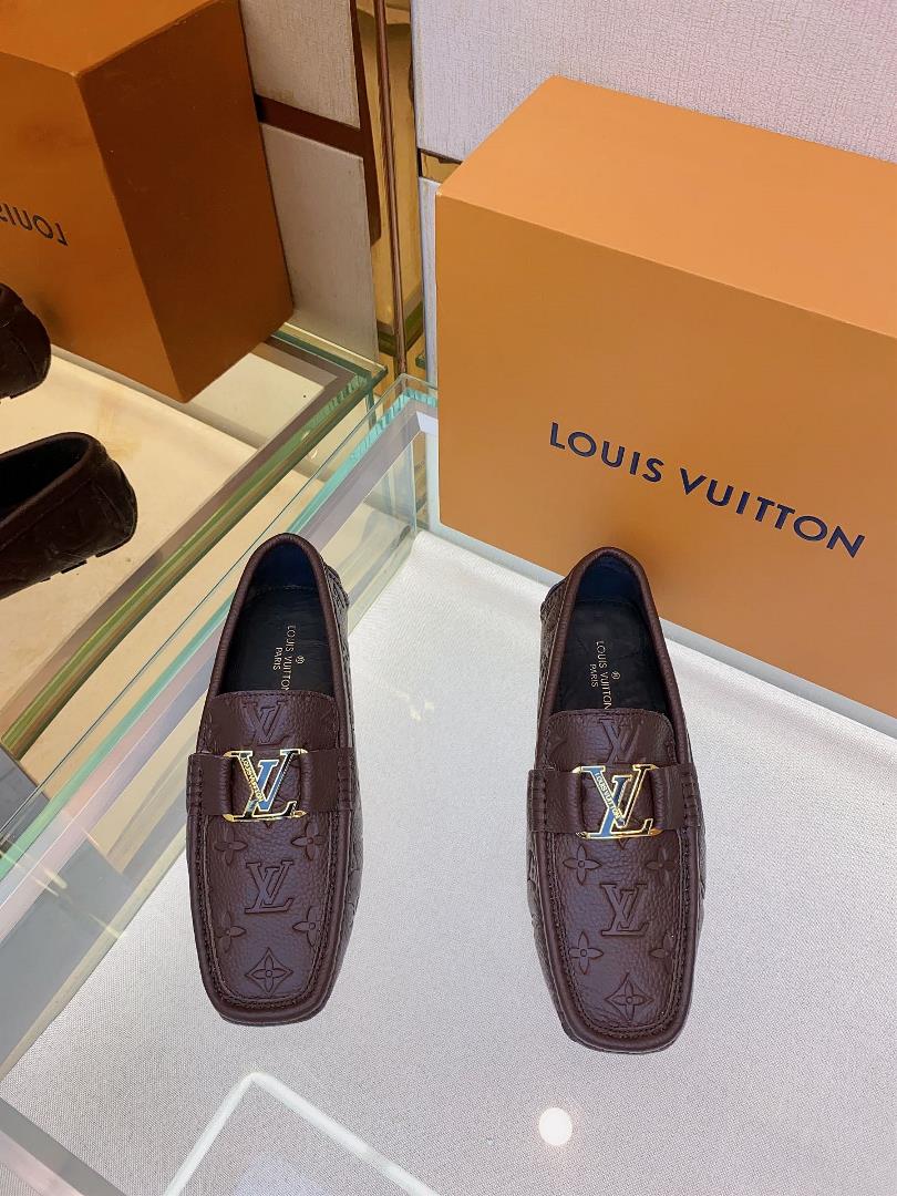 original Single Quality Counter New Louis V Pure Handmade Driving Mens Shoes Bean Shoes Footwear