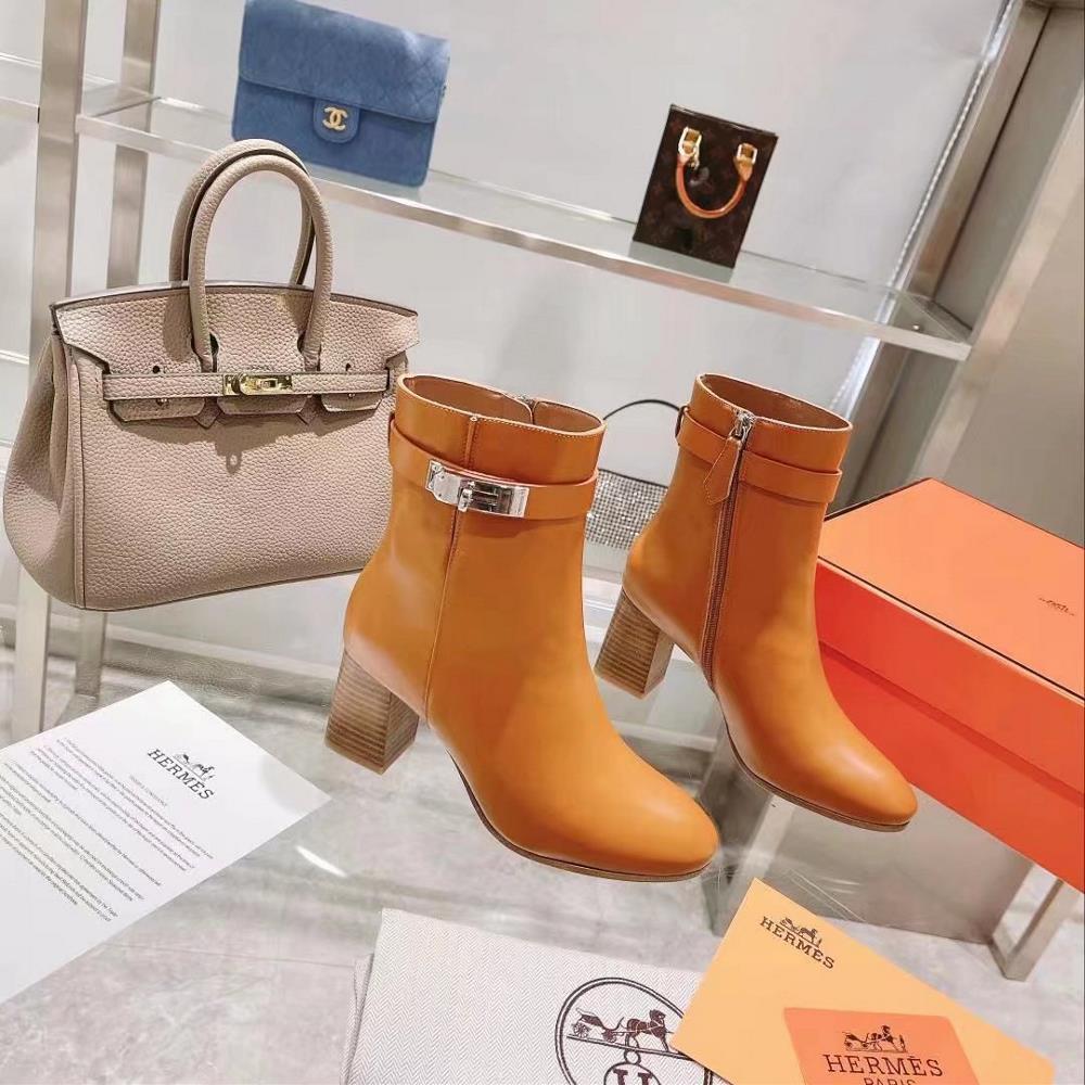 Long term stock Hermes autumn and winter fashion womens boots made of grain calf leather