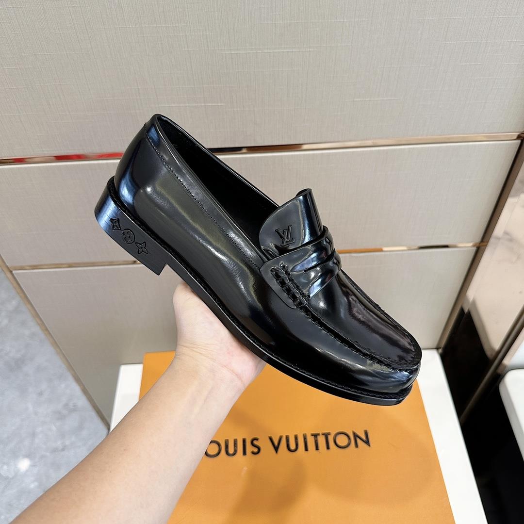 lv Family Major Handmade Lefon Shoes Leather Outsole in 2023 Fusion Lacquered Calf Leather