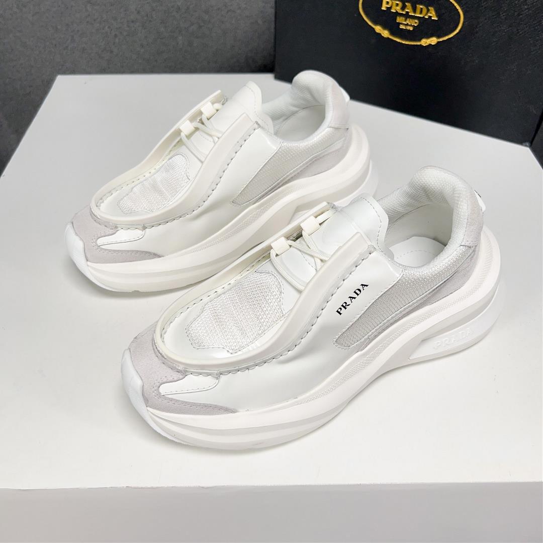 New color scheme Prad leather thick sole casual sports shoes shippedImported Napa leather upper with