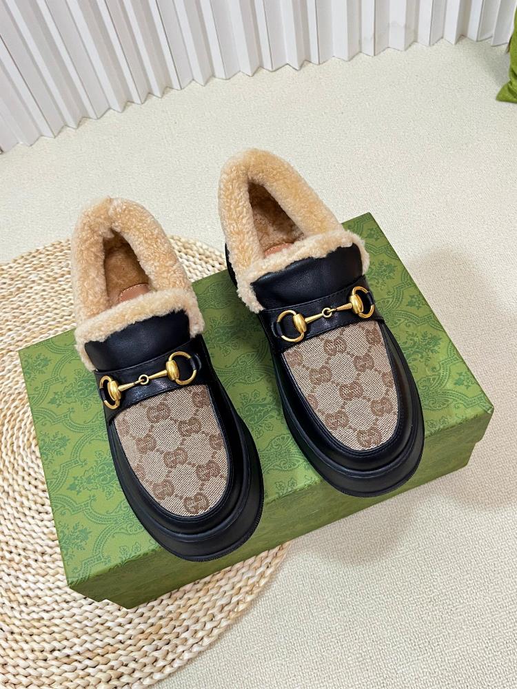 Factory top qualityGucci Winter New Nu Sheep Leather and Wool Integrated Snow Boots Wool