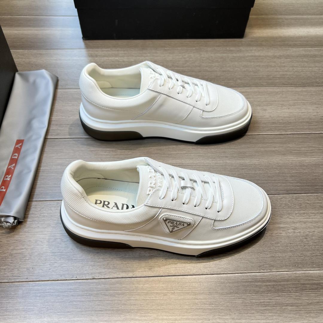 A Prada High quality original order Napa calf leather upper branded high silk canvas fabric and br