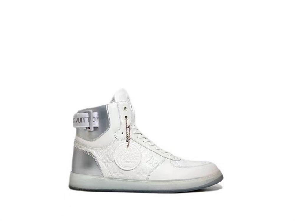 lv Rivoli High Top Sneakers with Top QualityThis sports shoe is made of embossed calf leat