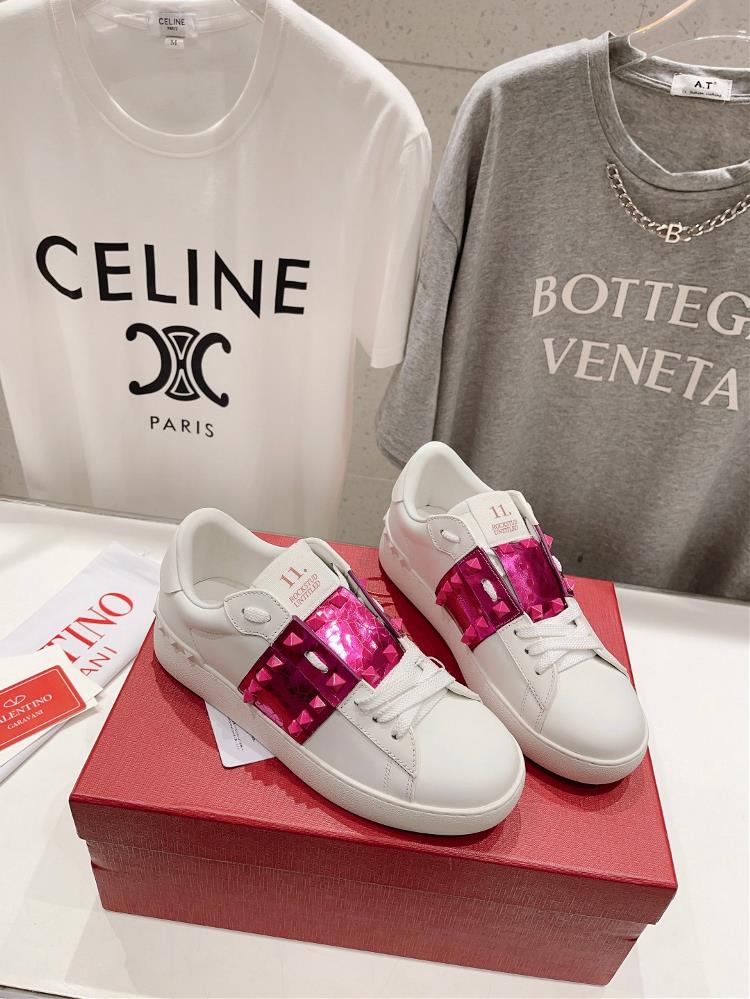 Top level version  Valentino New Casual Little White Shoes Hot Diamond Valentino Water Dia