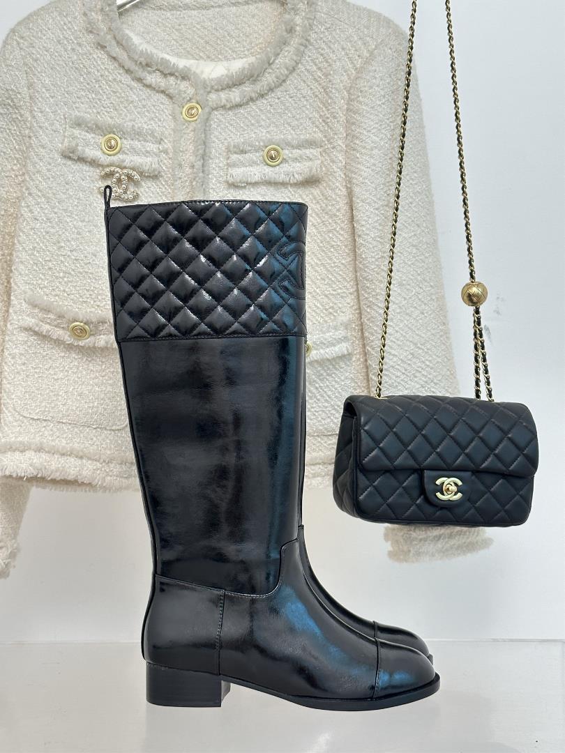 factory price chanel 23s autumn and winter new product paris walking show rhombus thick heeled boot