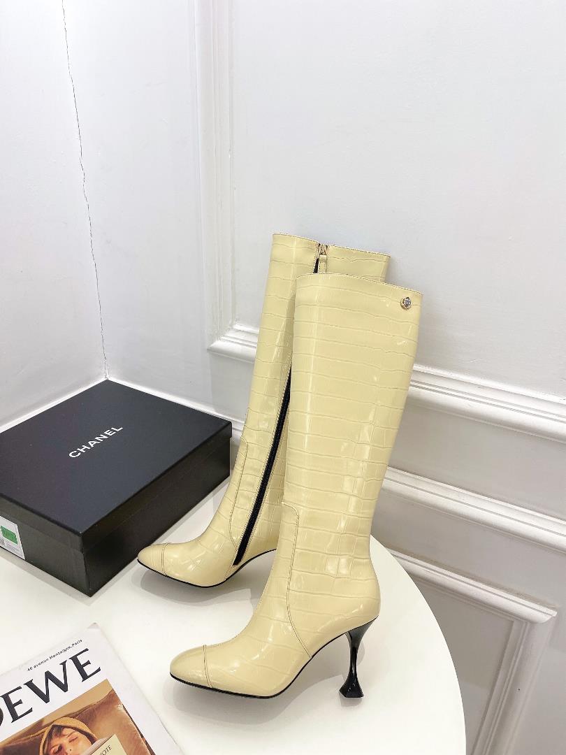 chanel 2023 spring and summer new product counters classic stone pattern high heeled boot