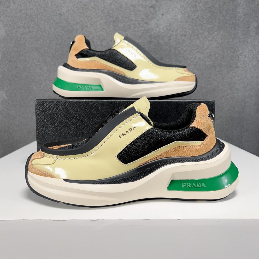 New color scheme Prad leather thick sole casual sports shoes shippedImported Napa leather