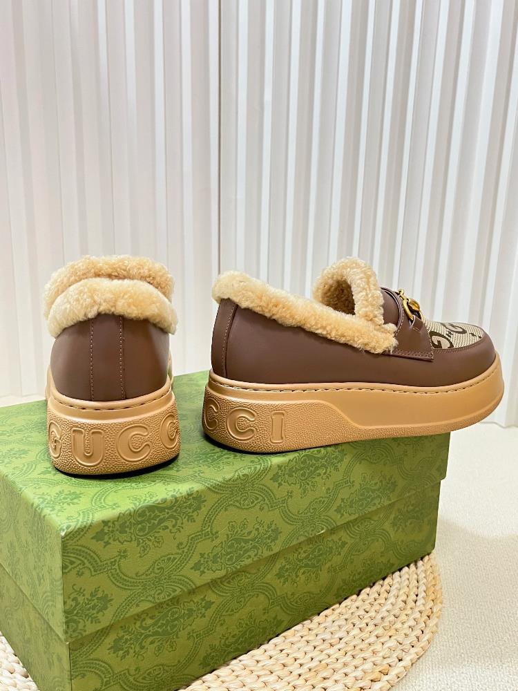 Factory top qualityGucci Winter New Nu Sheep Leather and Wool Integrated Snow Boots Wool