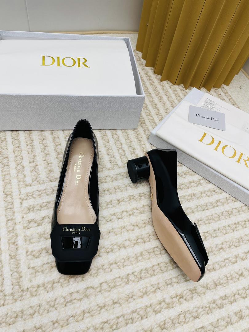 dior SpringSummer New Day Series Jelly Color Thick Heel Square Headed Womens Shoes CD Le