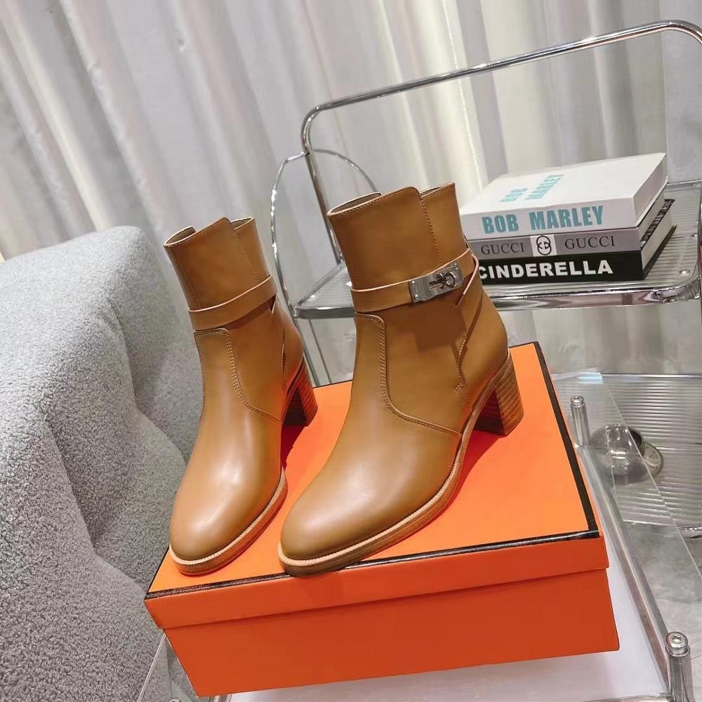 Hermes Hermes Autumn and Winter Classic Hot selling Kelly Short Boots imported from Italy customized 316 precision steel hardware imported calf le