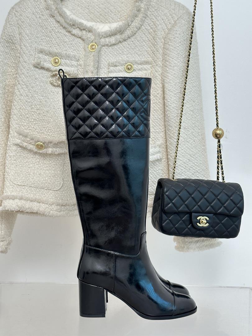 factory price chanel 23s autumn and winter new product paris walking show rhombus thick heeled boot