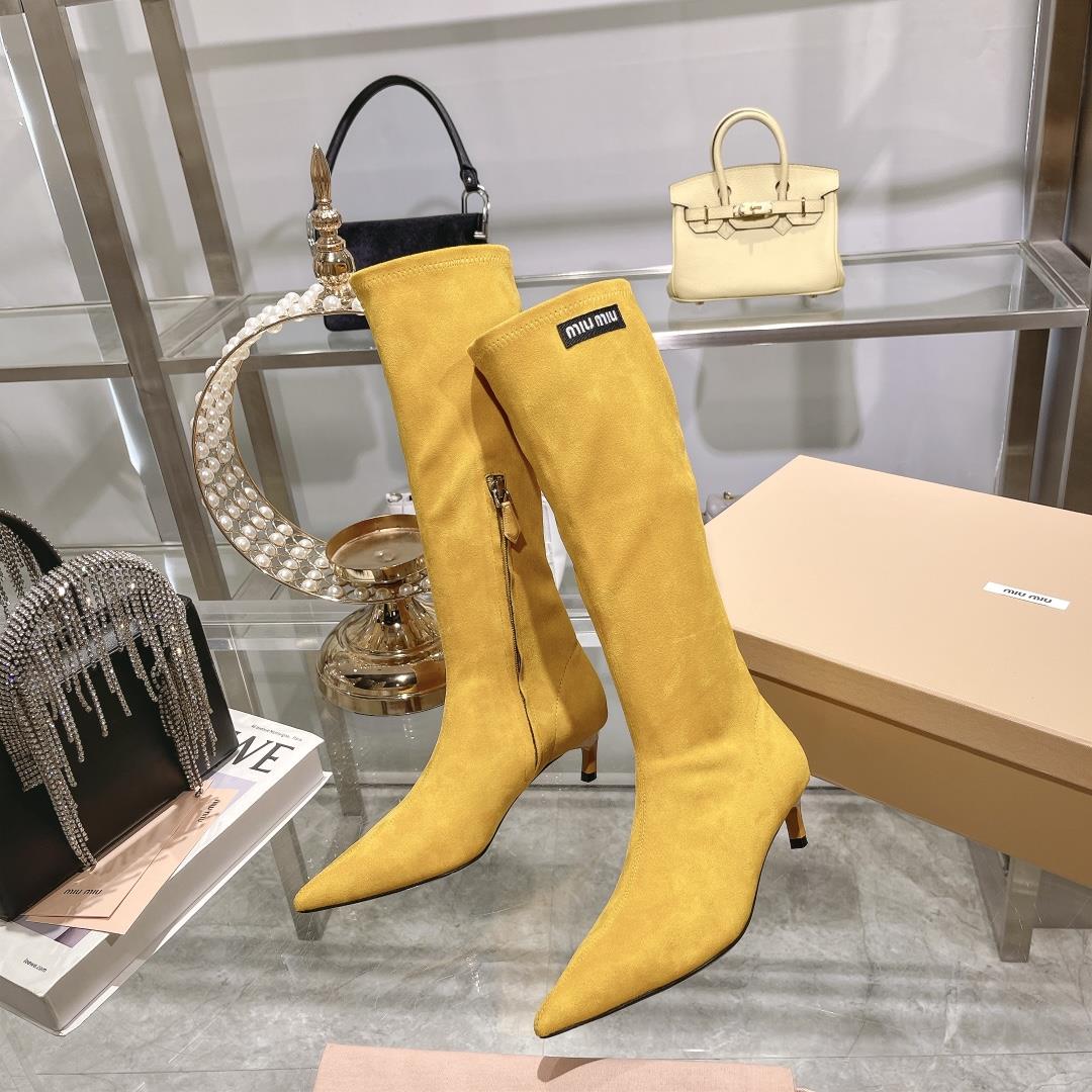 Long boots for appearance  Miu Miu runway style new spring boots for autumn and winter 2