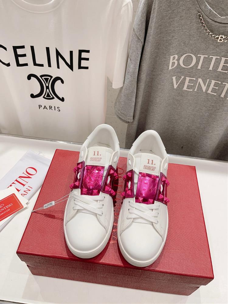 Top level version  Valentino New Casual Little White Shoes Hot Diamond Valentino Water Dia