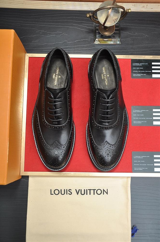 LVs original single cowhide inner lining LVs latest genuine leather business suit shoes