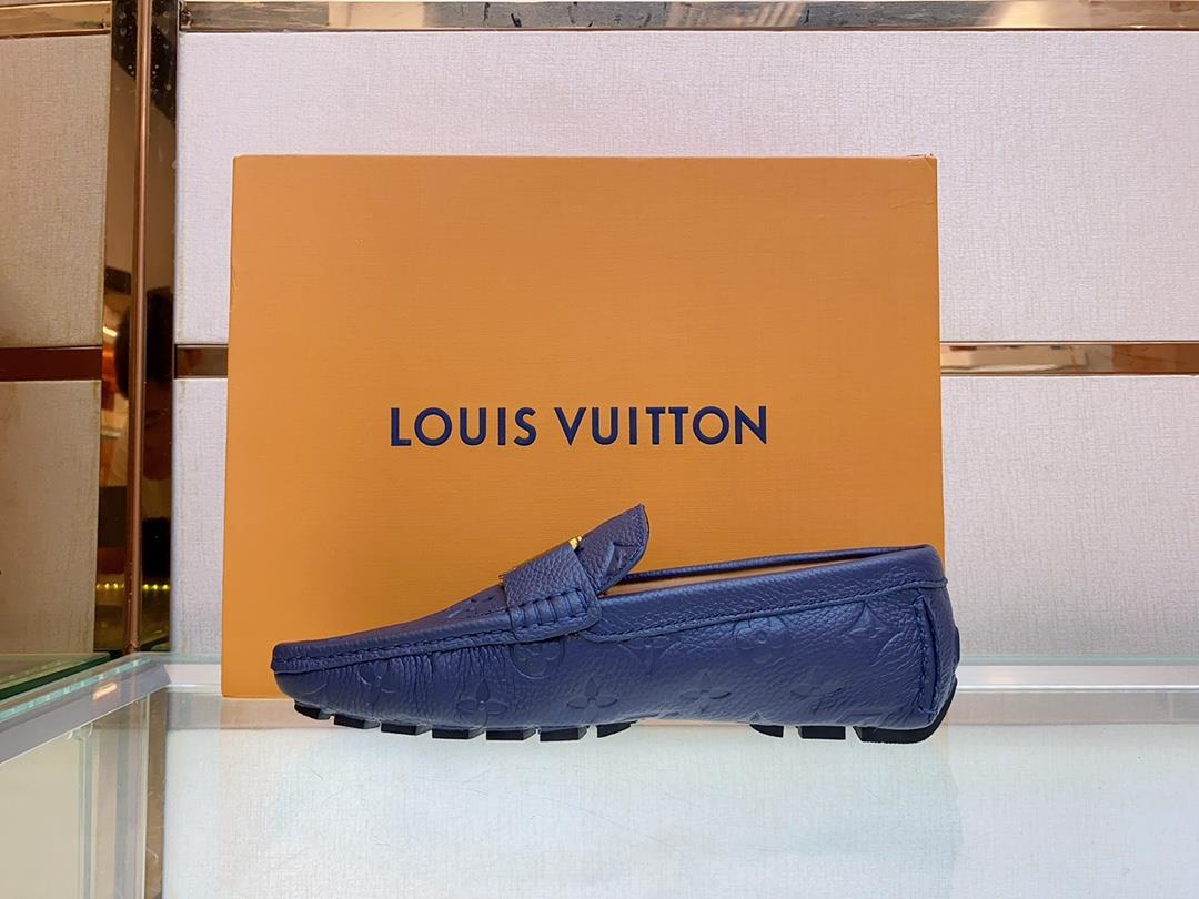 original Single Quality Counter New Louis V Pure Handmade Driving Mens Shoes Bean Shoes