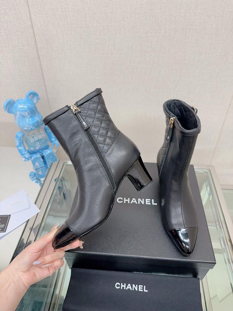 Short boots Long boots 23Ss Autumn and Winter Chane Xiaoxiang New Back Lingge Coarse Heels