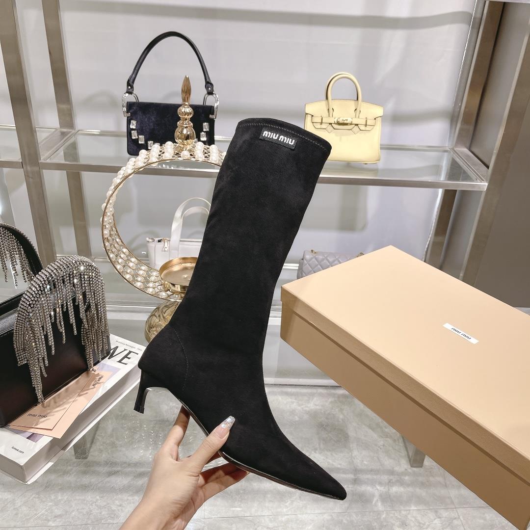 Long boots for appearance Miu Miu runway style new spring boots for autumn and winter 20